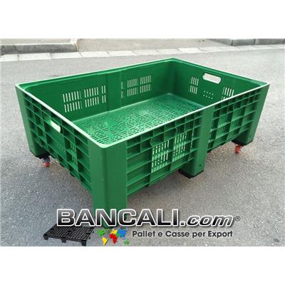 AgriBox® 800x1200 h 410 mm. Cassa in Plastica con Ruote Pareti Forate Fondo Forato Kg. 16