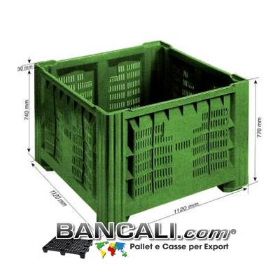 AgriBox Bins 1120x1120 h.770 mm di Plastica Vergine per uso Alimentare. Peso Tara Kg. 33