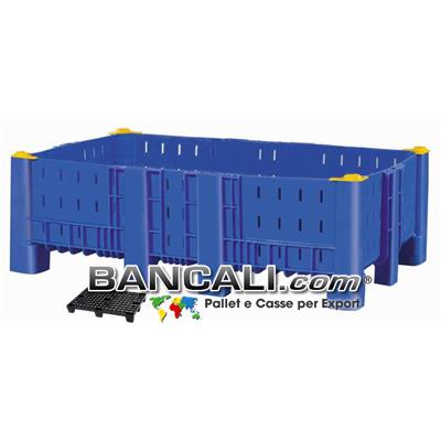 Agri Box Bins Lungo 1610 mm. Largo 1040 mm ad altezza ridotta  430 mm in Plastica Vergine 10 Piedi Igienico Forato Sovrapponibile Peso Tara 40 Kg.