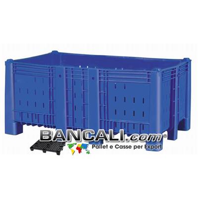 Agri Box Bins Lungo 1610 mm. Largo 1040 mm alto 720 mm in Plastica Vergine 10 Piedi Igienico Forato Sovrapponibile Peso Tara 49 Kg.