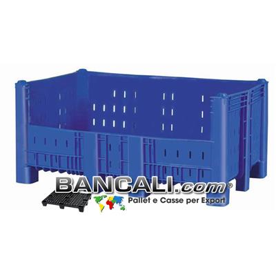 Agri Box Bins Lungo 1610 mm. Largo 1040 mm alto 720 mm in Plastica Vergine Finestrato 10 Piedi Igienico Forato Sovrapponibile Peso Tara 45 Kg.