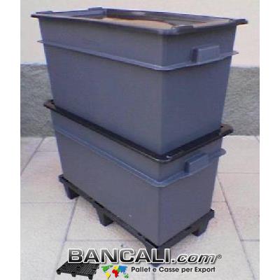 BOX CASSA per l'Export  da 70 Litri  cm 40x80 h.41 con COPERCHIO.       Cassa di  Plastica con Maniglie