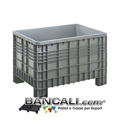 Bac Box Dimensions ext: 1200 x 800 x 800 cm EuroBox Plastic Pallet Box internal: 1110 x 735 x 600 cm Poids modèle Virgin Plastic Atoxic for food contact Alimentaire Classic ExterieursCotes Nervures 4 pieds Tare Poid 25 Kg.