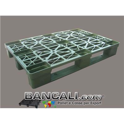 Bancale Europallet 80x120 in Plastica idoneo per Scaffale, per la Logistica e le Esportazioni, con 3 slitte incastrate, Molto Robusto, Griglia o Maglia Trapezoidale