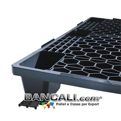 Bancale in Plastica 100x120 A  inNESTabile  maglia ESAGONALE idoneo alla Logistica e all'export:  EXPORT-PALLET® con Bordino alternato. in Polietilene Rigenerato Peso Tara Kg. 10