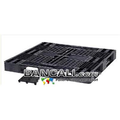 Bancale in Plastica 100x120 Rettangolare altezza 120 mm, Perimetrale 6 slitte; Leggero da 7,5 Kg;  Suggerito per Export, per le Spedizioni in Container. Dotato di gommini Anti-scivolo; Molto Resitente nonostante sia Leggero.