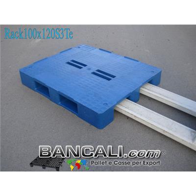 Bancale in Plastica 100x120 h. 170 mm Piano Chiuso con 4 Fessure al centro e 3 Slitte sotto;  molto resitente idoneo a Scaffalature. Peso  28 Kg.