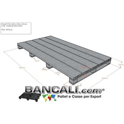 Bancale in Plastica Grande 1200x2400 mm h 150 mm con 4 Binari Trasversali inforcabile 4 Vie; suggerito per spedizioni Marittime. 