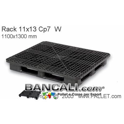 Bancale in Plastica Rettangolare 1100x1300  h.170 mm Sovrapponibile Perimetrale con 5 Slitte Piano Grigliato.  Kg. 24