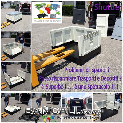 Box Shuttle Contenitore 800x1200 h.97 mm in Plastica con Pareti ripieghevoli Riduce l'ingombro e  costi di trasporto Colore Avorio e Nero Peso Tara 46 Kg.