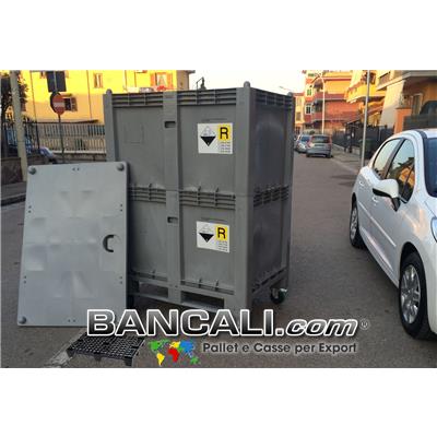 Cargo Pallet Box a TORRE 800x1200 h.1700 mm. in Plastica nobile; dotato di 4 Route. Destinato per tutti gli usi industriali specifici e generici.  Peso Tara con Ruote 67 Kg.