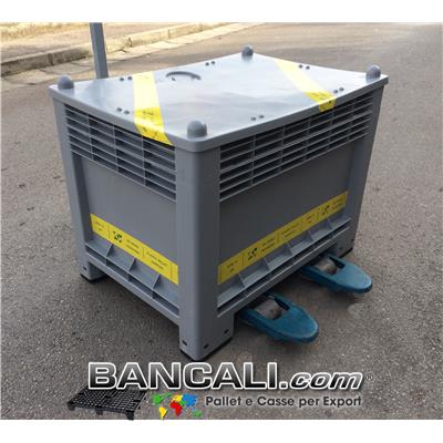 Cassa per Export 700x1000 h.750cm 350 Litri in Plastica a 2 Vie Rinforzata con Nest BK 60x80 con Coperchio Peso Tara 30 Kg.
