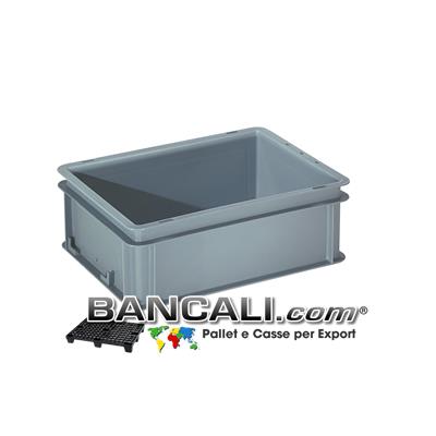 Contenitore Robusto 400x300xh.140 mm. in Plastica Atossica Capacità Litri 12. La cassa è sovrapponibile Dotata di 2 Maniglie NON Passanti. Peso Tara Kg. 0,600