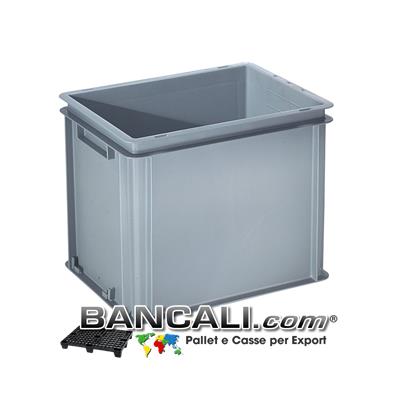 Contenitore Robusto 400x300xh.320 mm. in Plastica Atossica capacità Litri 32. La cassa è sovrapponibile Dotata di 2 Maniglie NON Passanti. Peso Tara Kg. 1,370