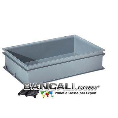 Contenitore Robusto 400x600xh.140 mm. in Plastica Atossica Capacità Litri 25. La cassa è sovrapponibile Dotata di 2 Maniglie NON Passanti. Peso Tara Kg. 1,200