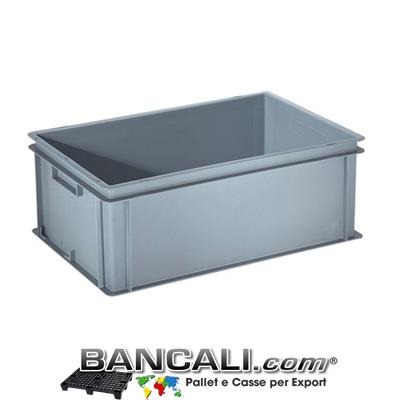 Contenitore Robusto 400x600xh.220mm. in Plastica Atossica capacità Litri 40. La cassa è sovrapponibile  Dotata di 2 Maniglie NON Passanti. Peso Tara Kg. 2,100