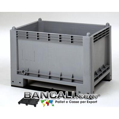 Contenitore in Plastica CargoPallet 300 per Uso industriale ribaltabile;  con 3 Slitte/traverse sotto montate e imbulonate. Dimensione:  cm70x100 h65 cm.  Peso circa  19 Kg.