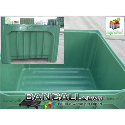 Continitore Cassone 1120x11200 h. 770 mm PalletBox di Plastica Vergine per uso Alimentare. Kg. 37 Colore Verde Scuro con Pareti chiuse e fondo chiuso, idoneo alla raccolta di Liquidi.