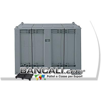 EXPORT-BOX ATOSSICO in PLASTICA x EXPORT o USO INTERNO 550L. cm. 80x120 h.85 + COPERCHIO Pareti chiuse 4  Piedi;  ExportBox®  Kg. 33