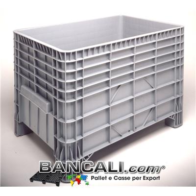 EuroBOX 800x1200 h 800 mm. Contenitore in plastica Universale Costolato di colore Grigio; Materiale Vergine di prima Fusione, con 4 Piedi. Peso Tara 22 Kg.
