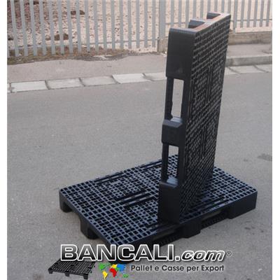 EuroPallet Sovrapponibile 80x120 in Plastica con 3 Slitte MonoBlocco Monofusione Tara Kg. 11,4 per Portate fino a 1.400 Kg.  e statiche 3.000 Kg. (uno sopra l'altro). Confezione da 16 Pezzi.