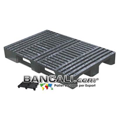 EuroPallet Universale 80x120 monoFusione con 3 SLITTE Kg 12 in Plastica colore Nero; idoneo a scaffale per 150 kg.