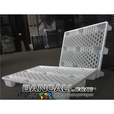 EuroPallet di PLASTICA Bianco 80x120 ATOSSICO  Neutro Inseribile 9 Piedi; Maglia Grigliato ESAGONALE  ALVEOLARE;      Kg. 8,5