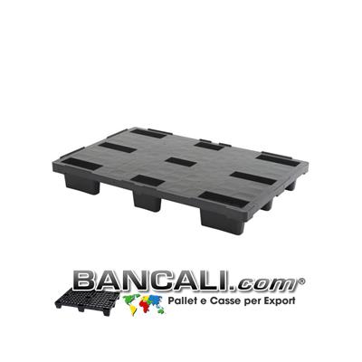 Europallet 800x1200 mm in Plastica  PIANO CHIUSO, inseribile con 9 Piedi idoneo all'Export.  Peso Tara 7 Kg.