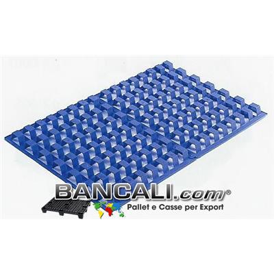 Grigliato di Plastica 800x1200 mm. Separatore Interfalda in HDPE per Areazione; con altezza 50 mm. di colore Blu;  per temperatura da - 50° a + 90° Inseribile;  Kg. 3,2