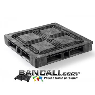 PALLET Quadrato in Plastica 1140x1140  h.160 mm Perimetrale Grosse Portate su Scaffale Rack, CP9  a piano Semi Chiuso in HDPE Peso Tara 26 Kg
