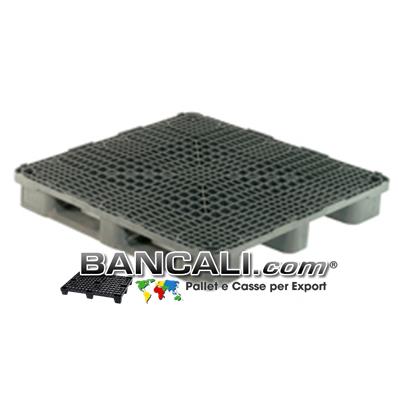 PALLET Quadrato in Plastica 1200x1200  h.170 mm Sovrapponibile per Grosse Portate anche su Scaffale Rack, Grigliato. Con 3 Binari  Peso 26 Kg.