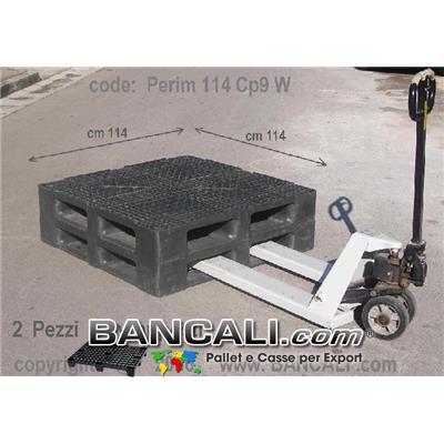 PALLET Quadrato in Plastica  1140x1140  h. 170 mm Perimetrale per Grosse Portate su Scaffale Rack, CP9  Grigliato. Disponibile sia a 6 Slitte che a 3 Binari  Peso Tara 25 Kg
