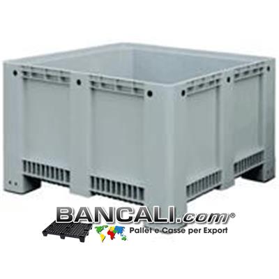 Pallet Box di Plastica 113x113 h.76; Cassone Quadrato con Pareti Chiuse Fondo Chiuso 4 Piedi;  Realizzato con plastiche Nobili di prima Fusione. Peso Tara 37 Kg.