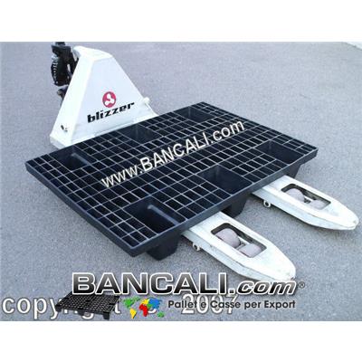 Pallet in Plastica Innestabile 70x100 con 6 Piedi; Bancale inseribile Grigliato Medio con Alette