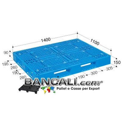 Pallet in Plastica Perimentrale 1100x1400  h.150 e Sovrapponibile Mono Blocco o Mono Fusione Inforcabile 4 Vie, idoneo a Rulliere o RulloVie, dotato di Gommini antiscivolo. Favoloso !!!