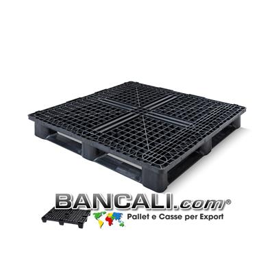 Pallet in Plastica Quadrato1200x1200 mm Altezza 156 mm. Perimetrale con 6 Traverse / Slitte sotto. Kg. 17,3   Pallet suggerito per Spedizioni di Merce in Sovrapposizione in Doppia: Export e Movimentazioni 