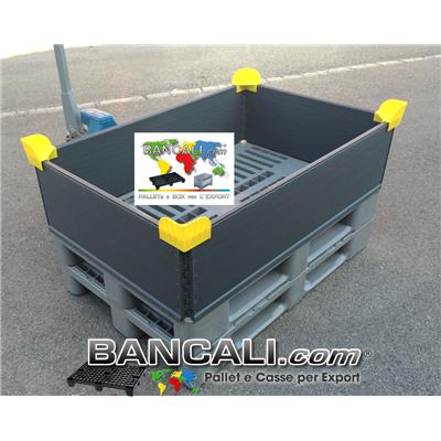 Sponde Pieghevoli 800x1200 h.300 cm. in plastica di Polipropilene con 4 Cerniere Cinture modulari in altezza. Peso Tara 6,5 Kg,