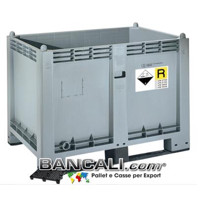 CargoPallet 800x1200 h85 550 Lit. in Plastica Omologato Trasporto Stoccaggio Batterie esauste ADR, P801, UN 2794, 2795, UN 2800, UN 3028 Peso Tara Kg. 30