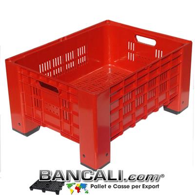  Cassa o Gabbia Micro 600x800 h. 410 mm. Colore ROSSO Litri 115; Pareti Forate, Fondo Forato con 2 Manigle Passanti Peso Tara Kg. 7,5