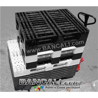 mini EuroPALLET  80x100 cm ( più corto del solito standard 120cm) Kg. 9,5 dotatato di 3 slitte sottostanti, Pianle Fessurato, Plastica Vergine; 